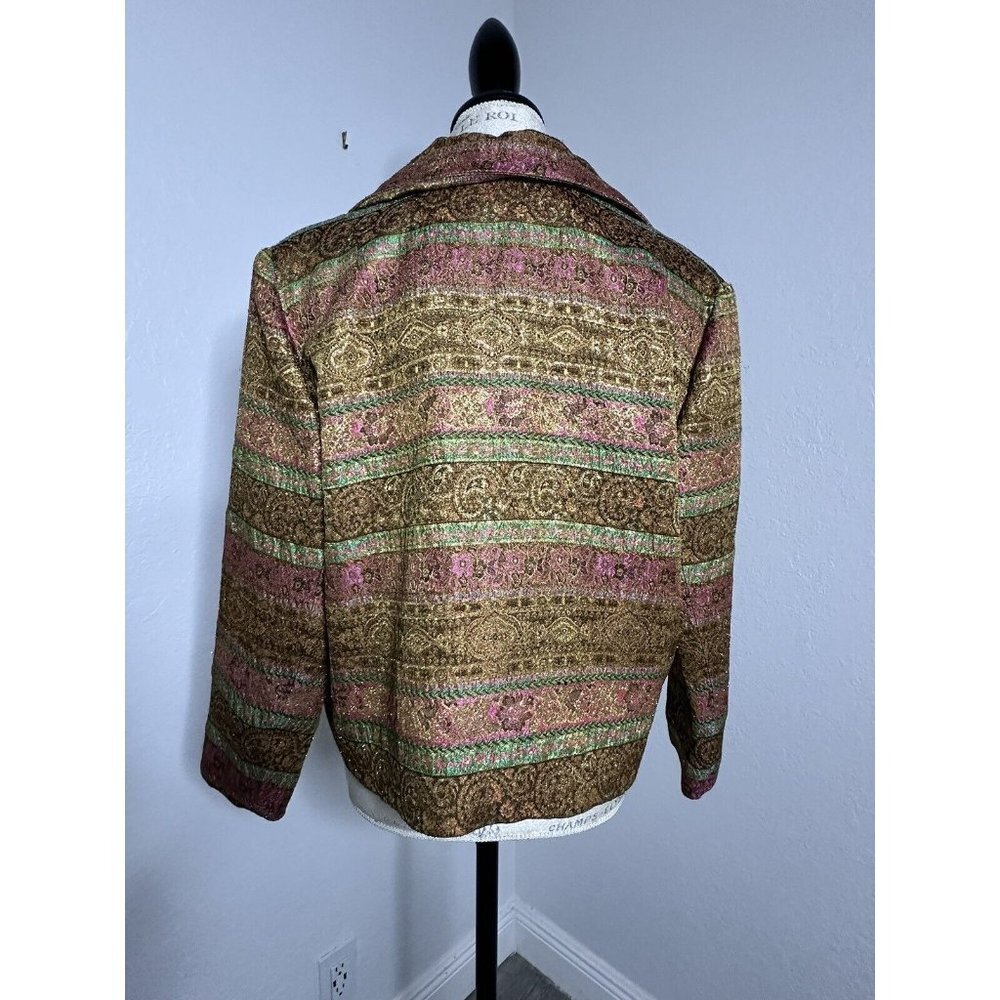 Patchington Blazer & Top Women's Gold Metalic Brown Size S/M 2 Pieces Made USA - Picture 2 of 9